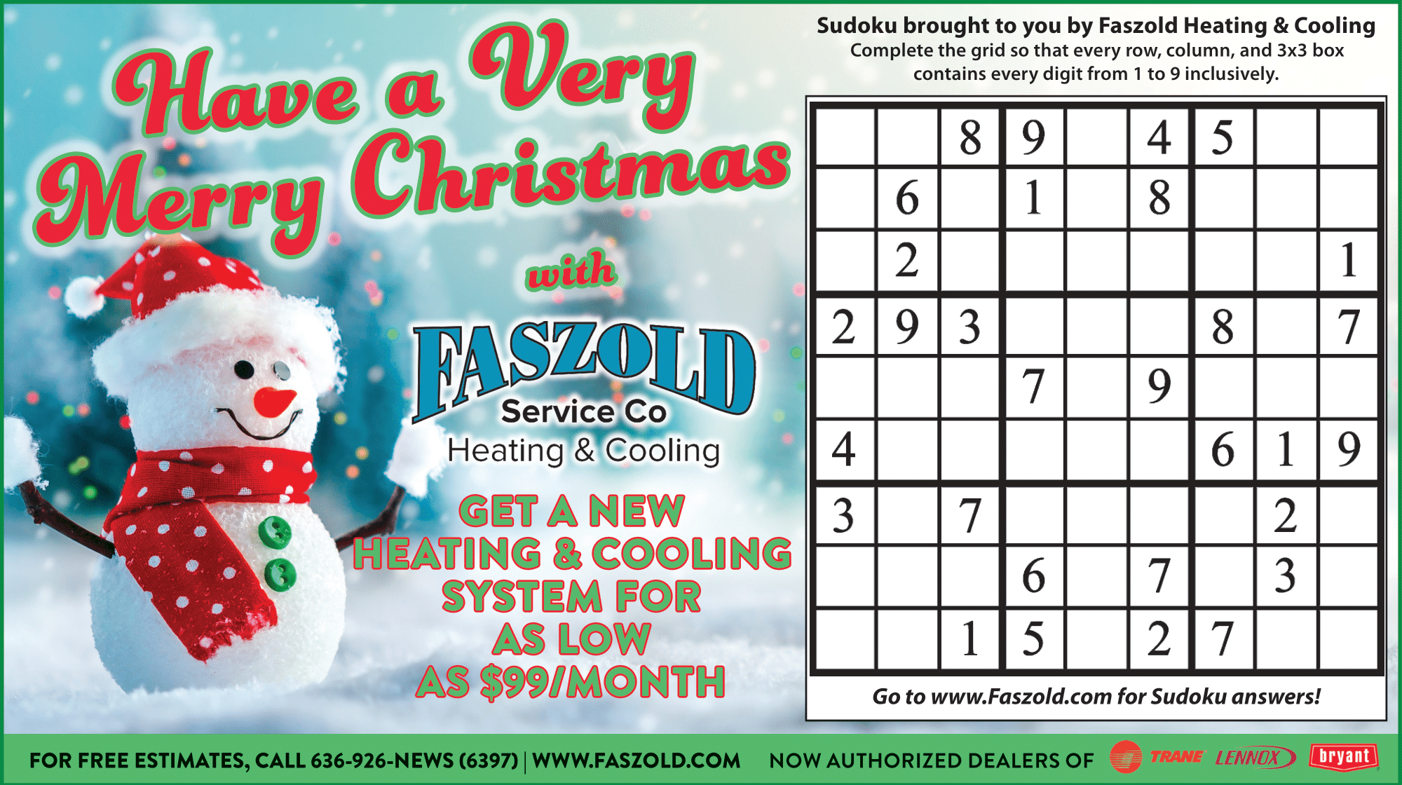 Christmas ad and sudoku