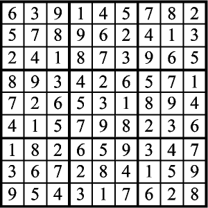 Black and white Sudoku puzzle answers.